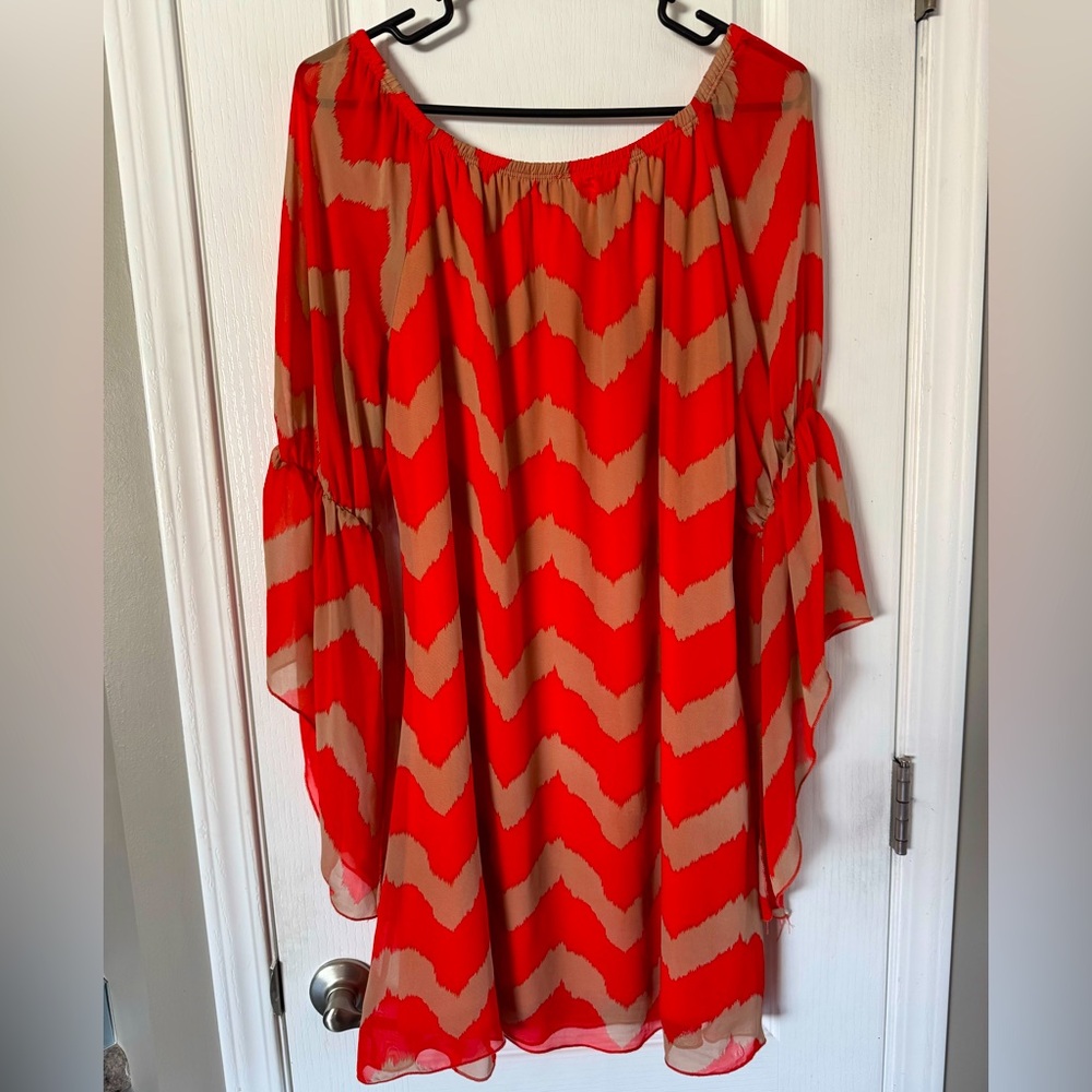 Red and Tan Chevron Women's Top